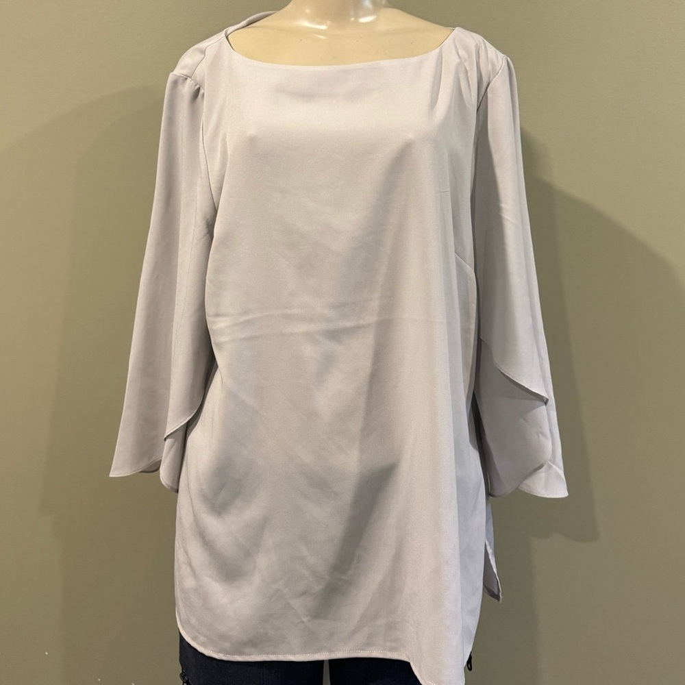 Banana Republic/ grey large long belle sleeve top